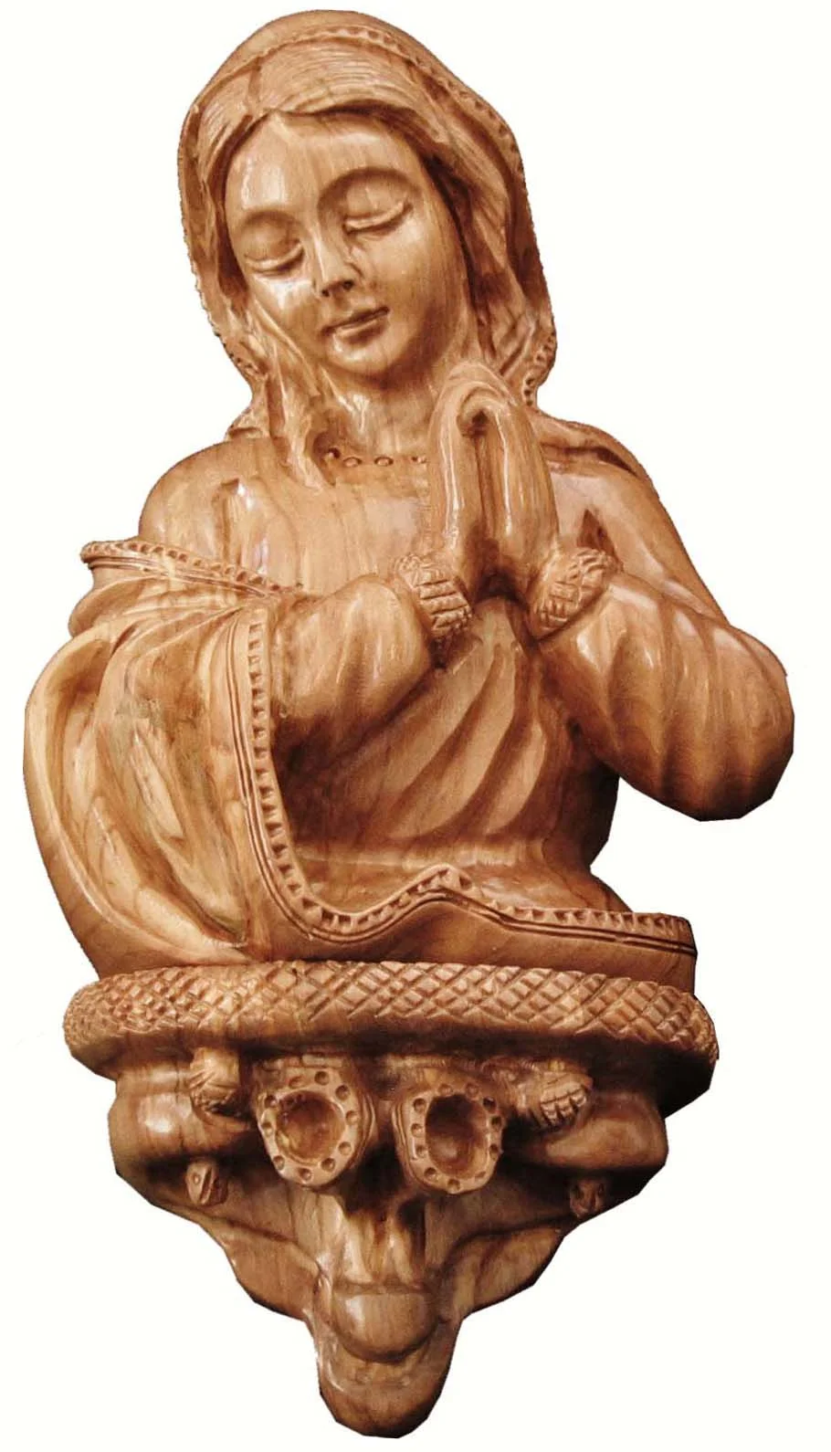 Madonna wall plaque with carved base