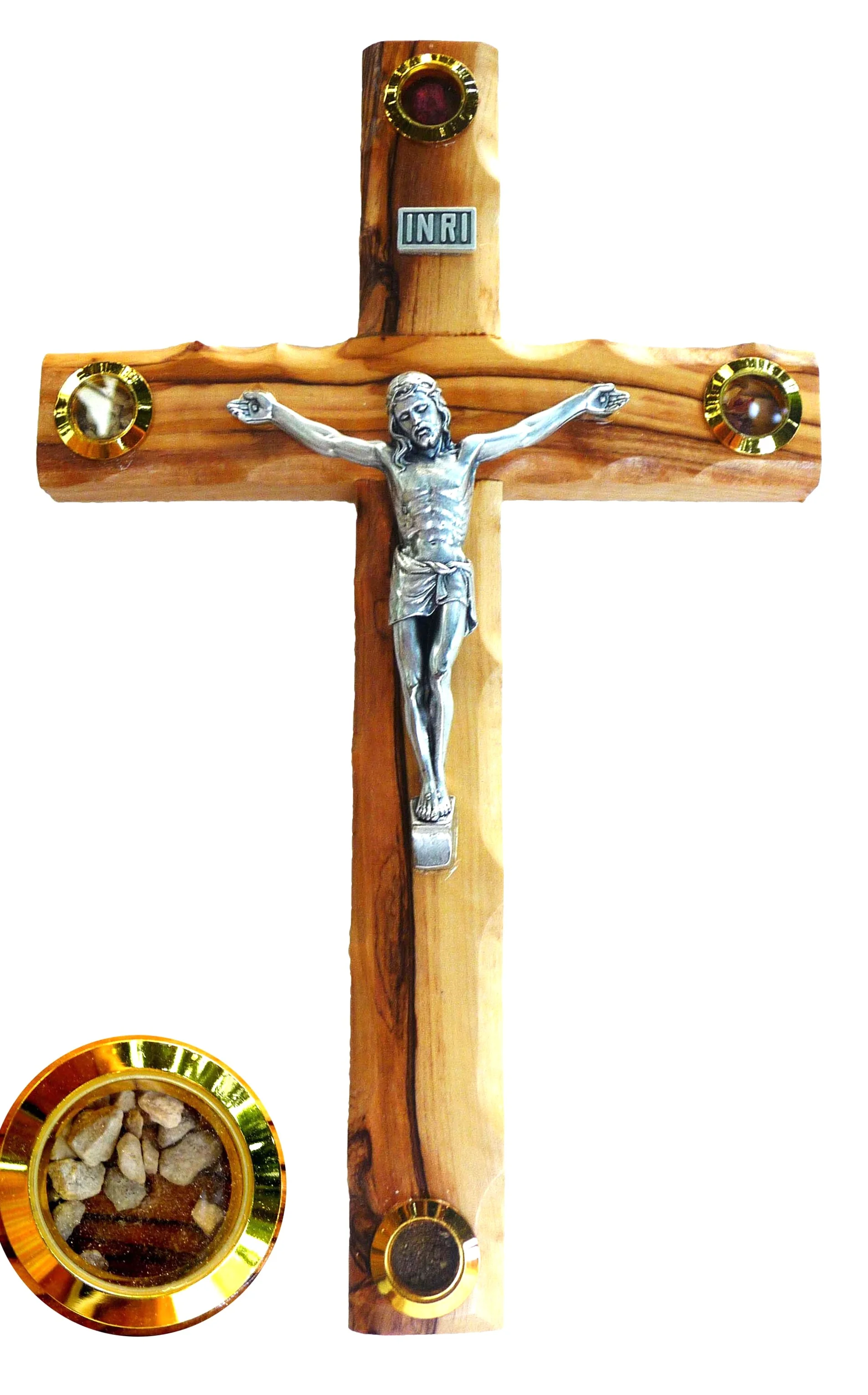Crucifix with 4 containers. 20cm.