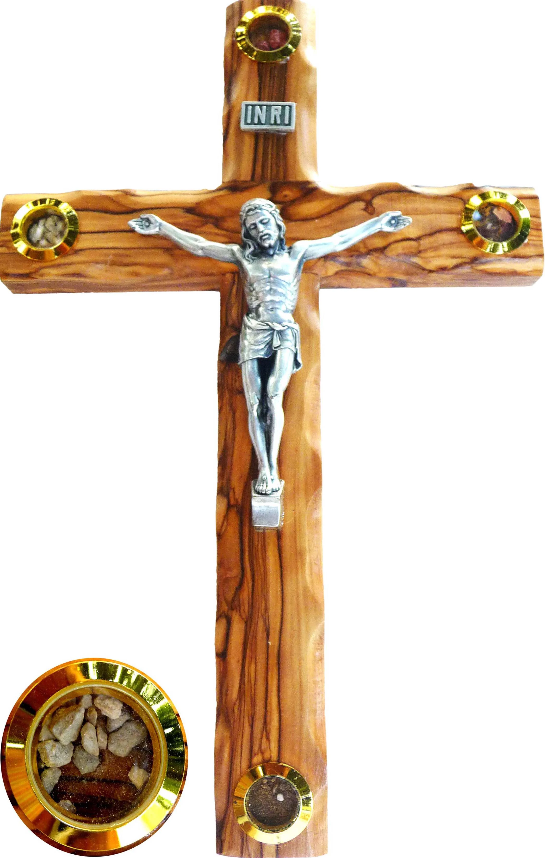 Crucifix with 4 containers. 25cm.
