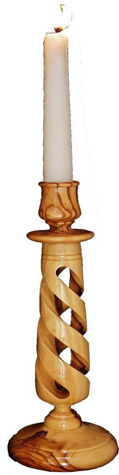 Olive wood twisted candle-stick (One pair)