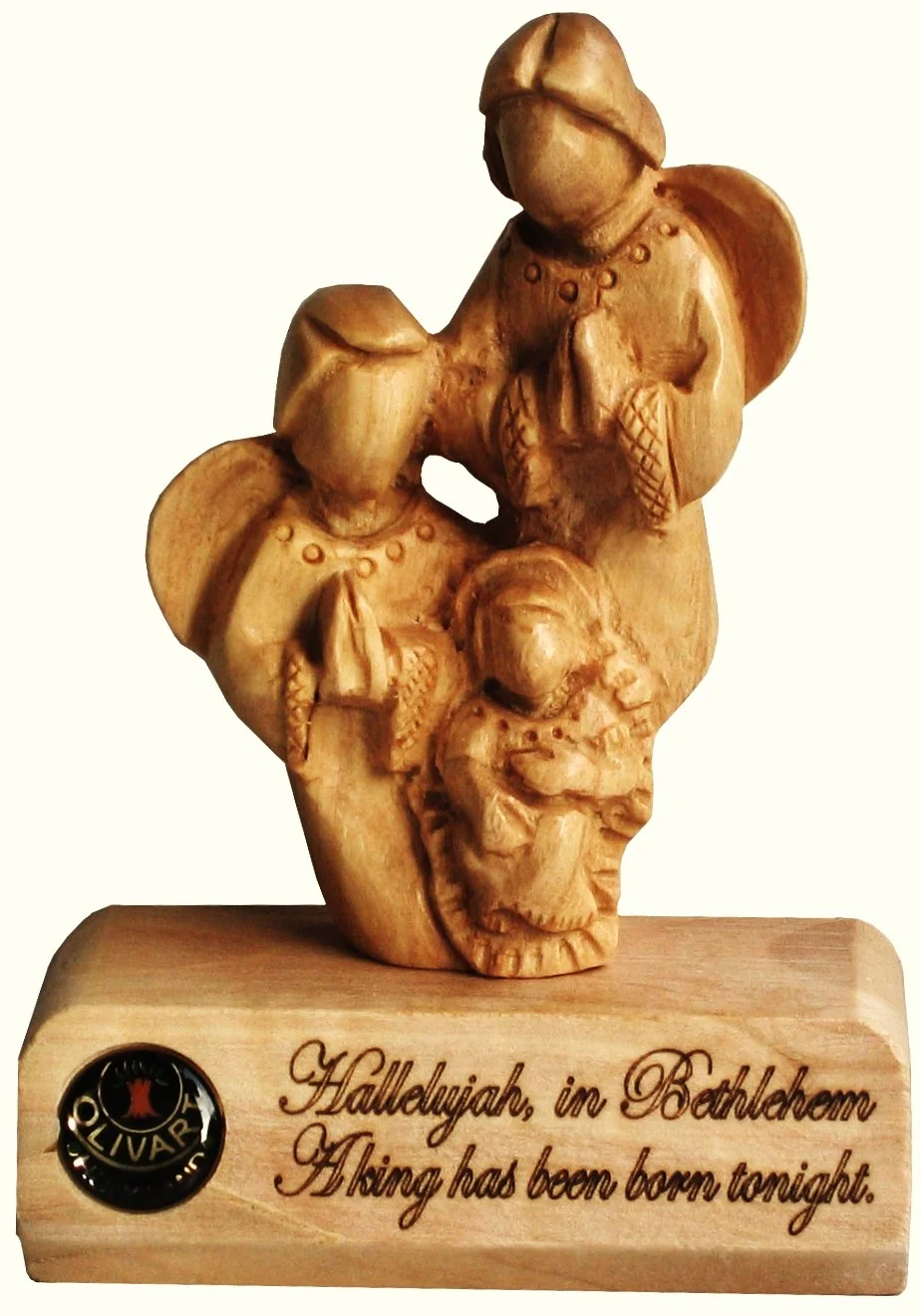 Baby Jesus with two angels table plaque (modern art - mini)