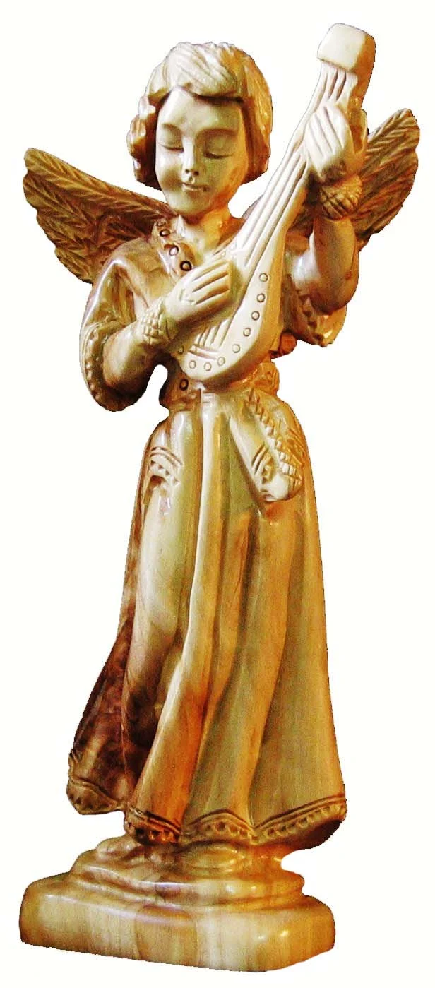 Angel standing with musical instrument