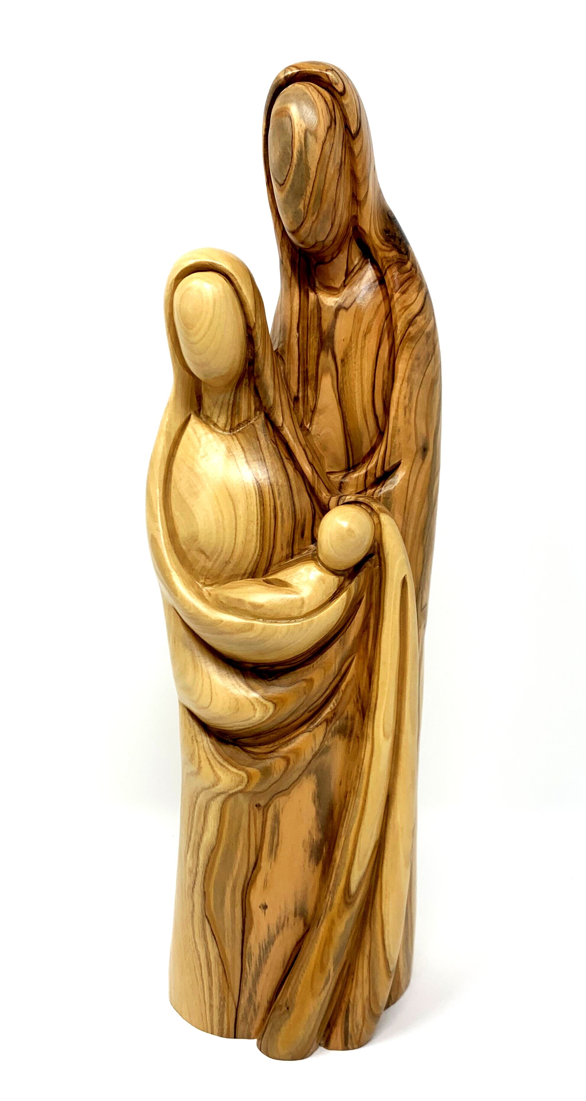 Holy Family modern two pieces, Group nativities, wood carving, 32 cm,  Colored, acquisto sculture in legno