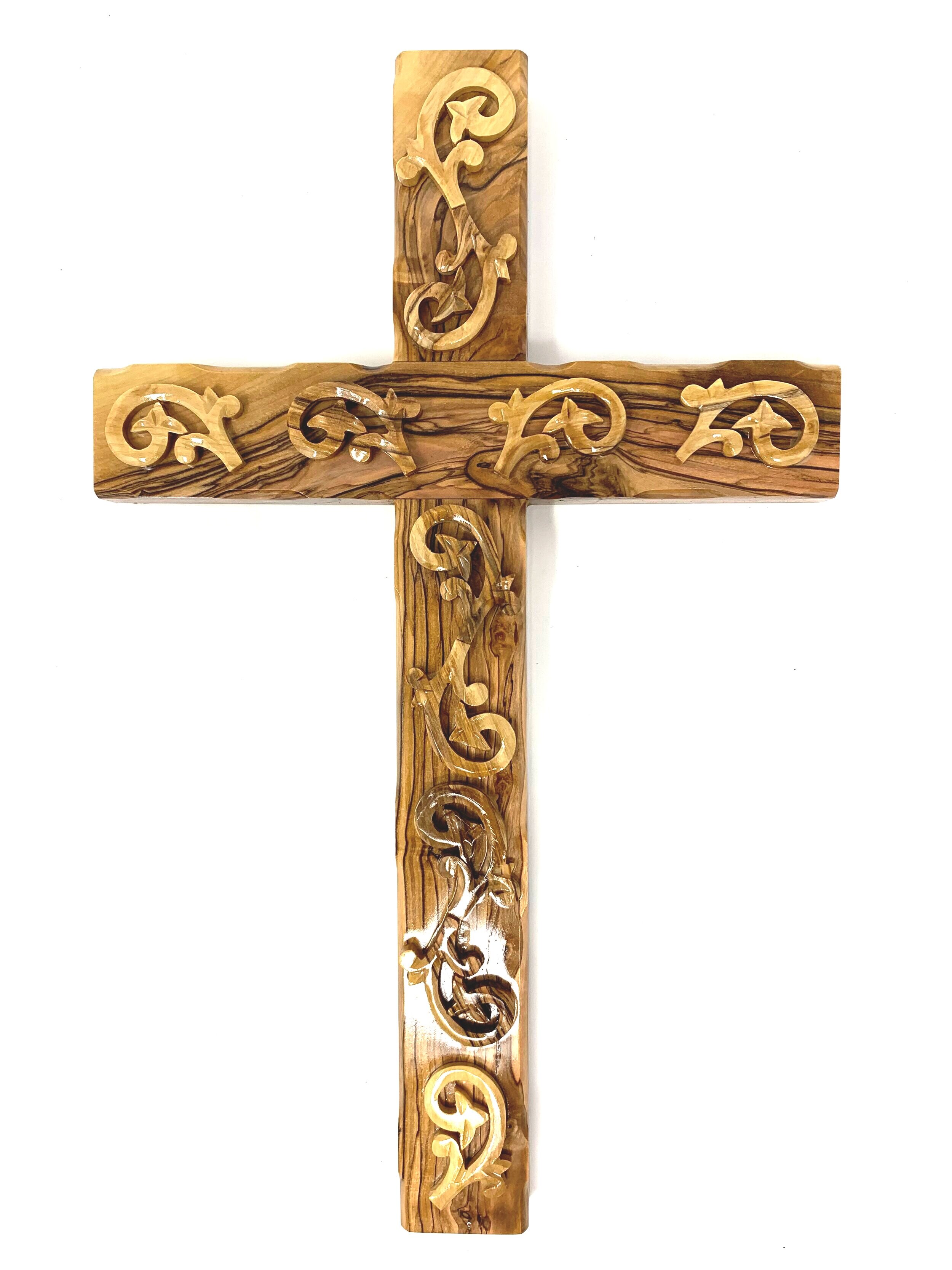 Cross with carved thorns - 35 cm.