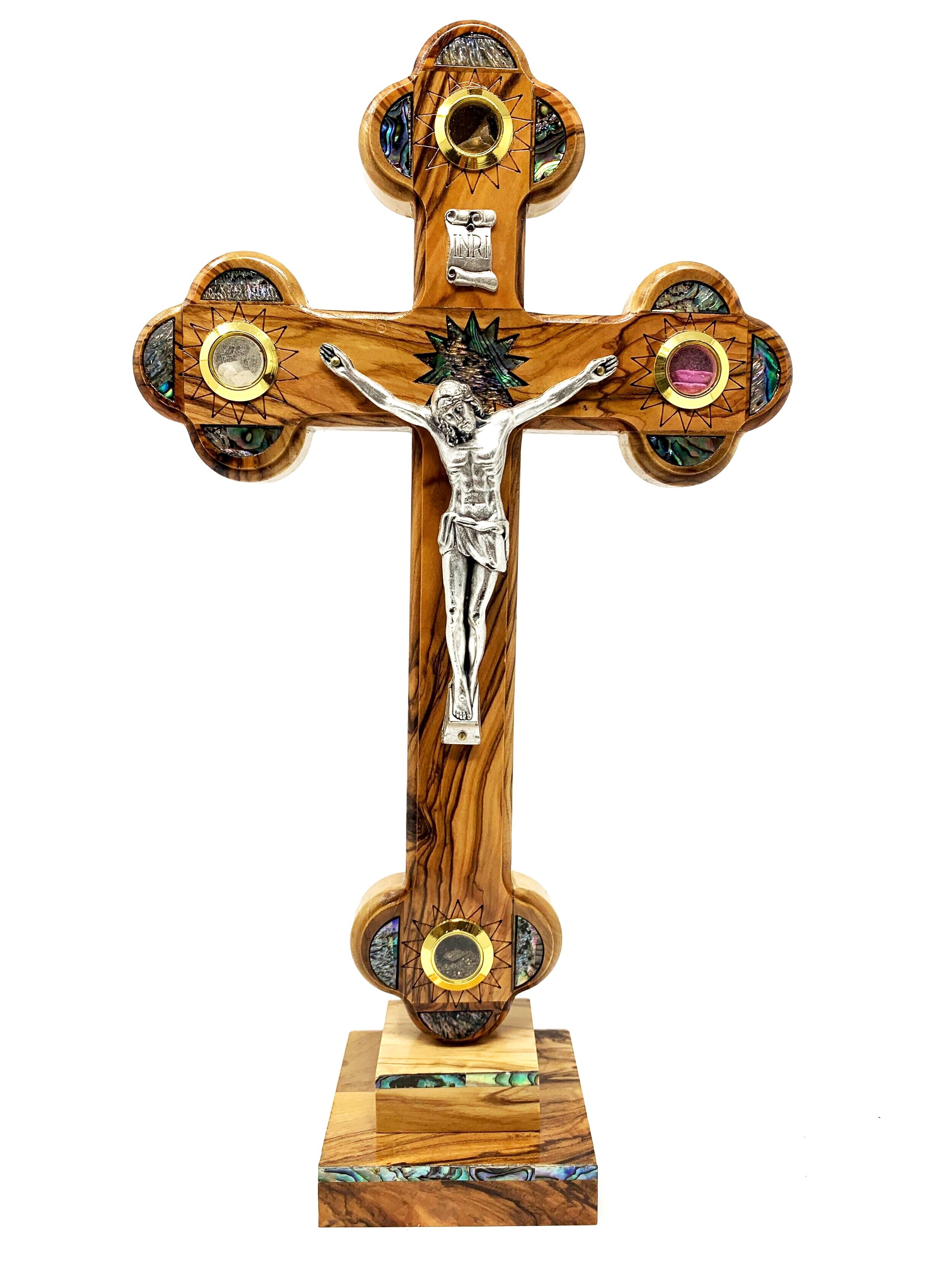 Roman Crucifix with pedestal & 4 containers -27cm