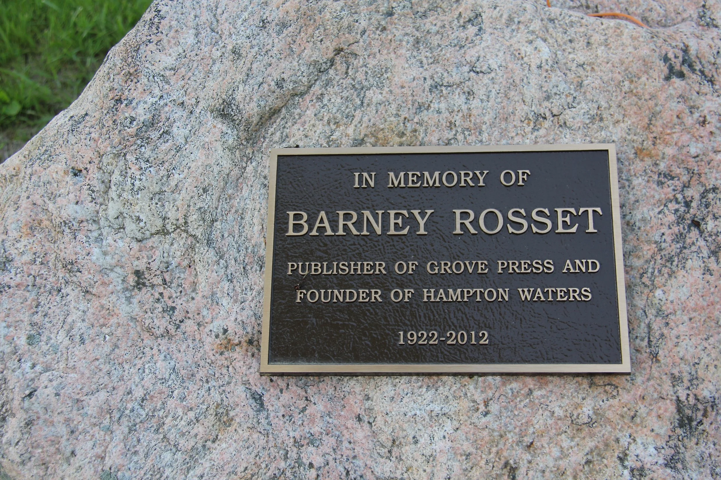 This memorial plaque was placed on a rock on the green at the end of Island Road.