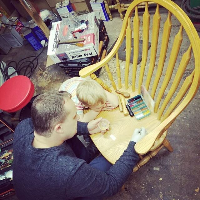 Teaching the next generation how it's done. 
#oldpeg #oldpegfurnitureservices #syracusefurniturerepair #syracuseny #syracusesmallbusiness #woodwork #woodworking #furniturerepair #furniturerestoration #furniturerepairshop #furnitureservices #furniture