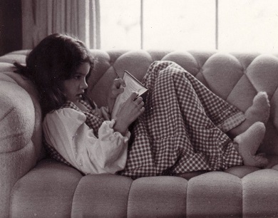  6 year old Heather lost in a book, as usual