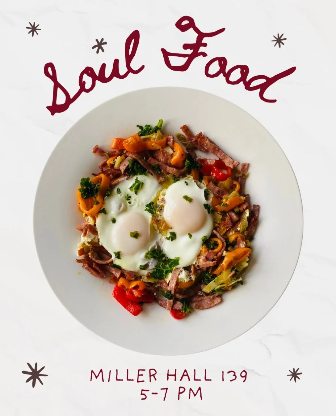 Welcome to Soul Food!
A time to come together as one community, share a meal &amp; make space for one another&rsquo;s stories. 
As we celebrate the richness of our different cultures, backgrounds, &amp; experiences.
Come hungry, come curious, &amp; c