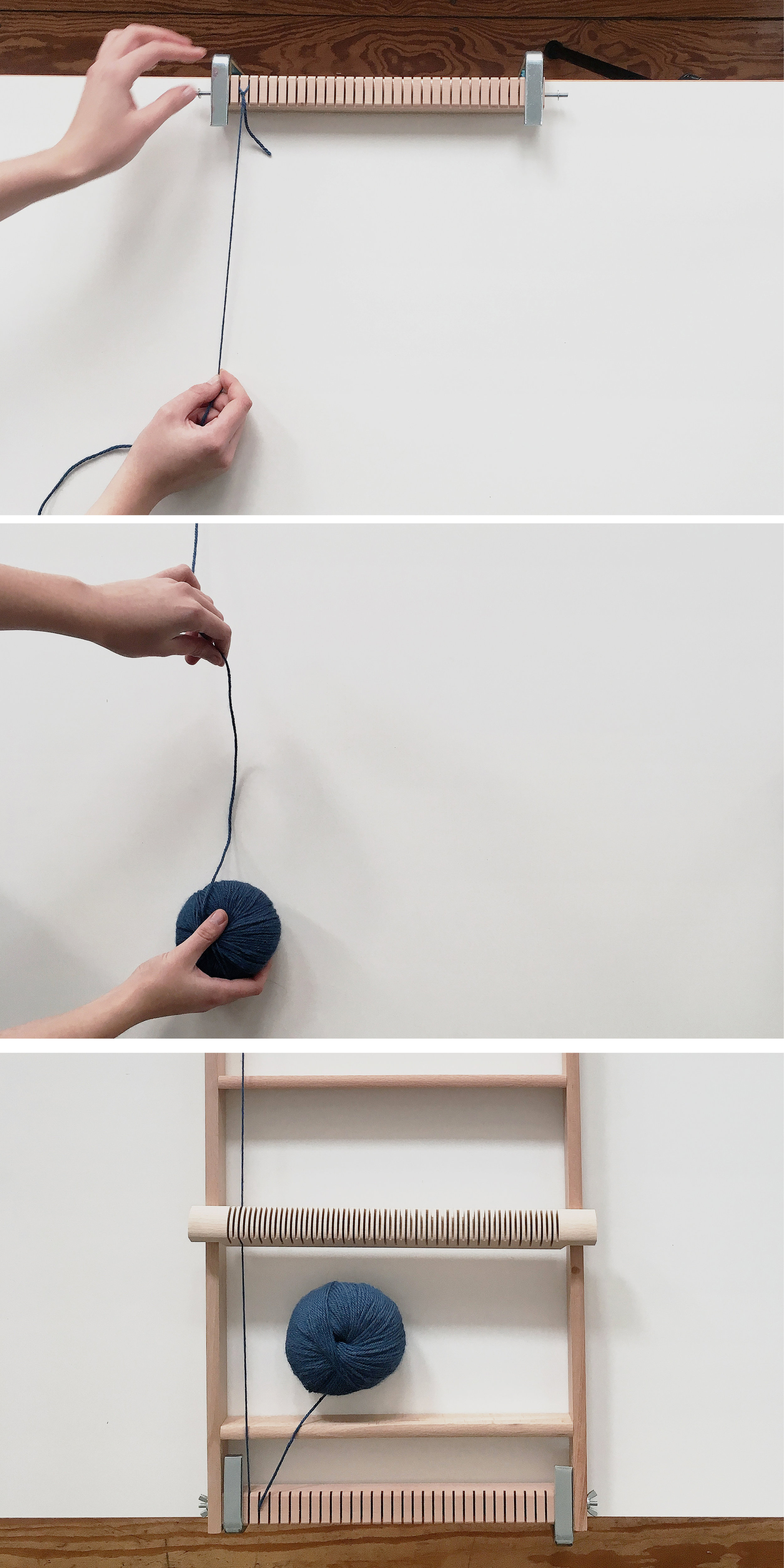 How to weave a scarf on a frame loom. Follow this beginner diy tutorial and learn an easy trick to make your warps long enough. #weaving #frameloom #tutorial #diy3.jpg