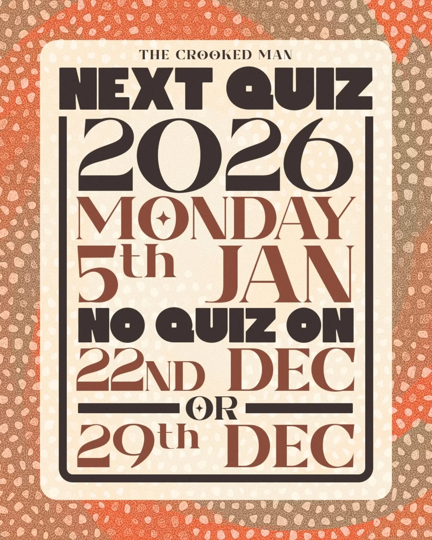 Quizzers, keep in mind, save the date, remember this well.

See you in 2026.

#thecrookedman #prestwichevents #quiznight