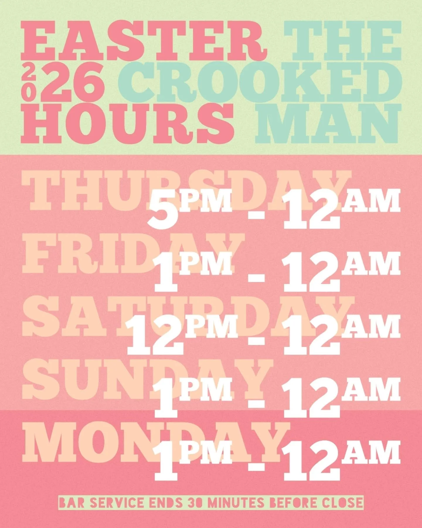 Soak it up, here are our opening hours for this Easter Bank Holiday weekend.

Open to midnight every night and a bit earlier on Friday and Monday.

#easterweekend #bankholiday #openinghours