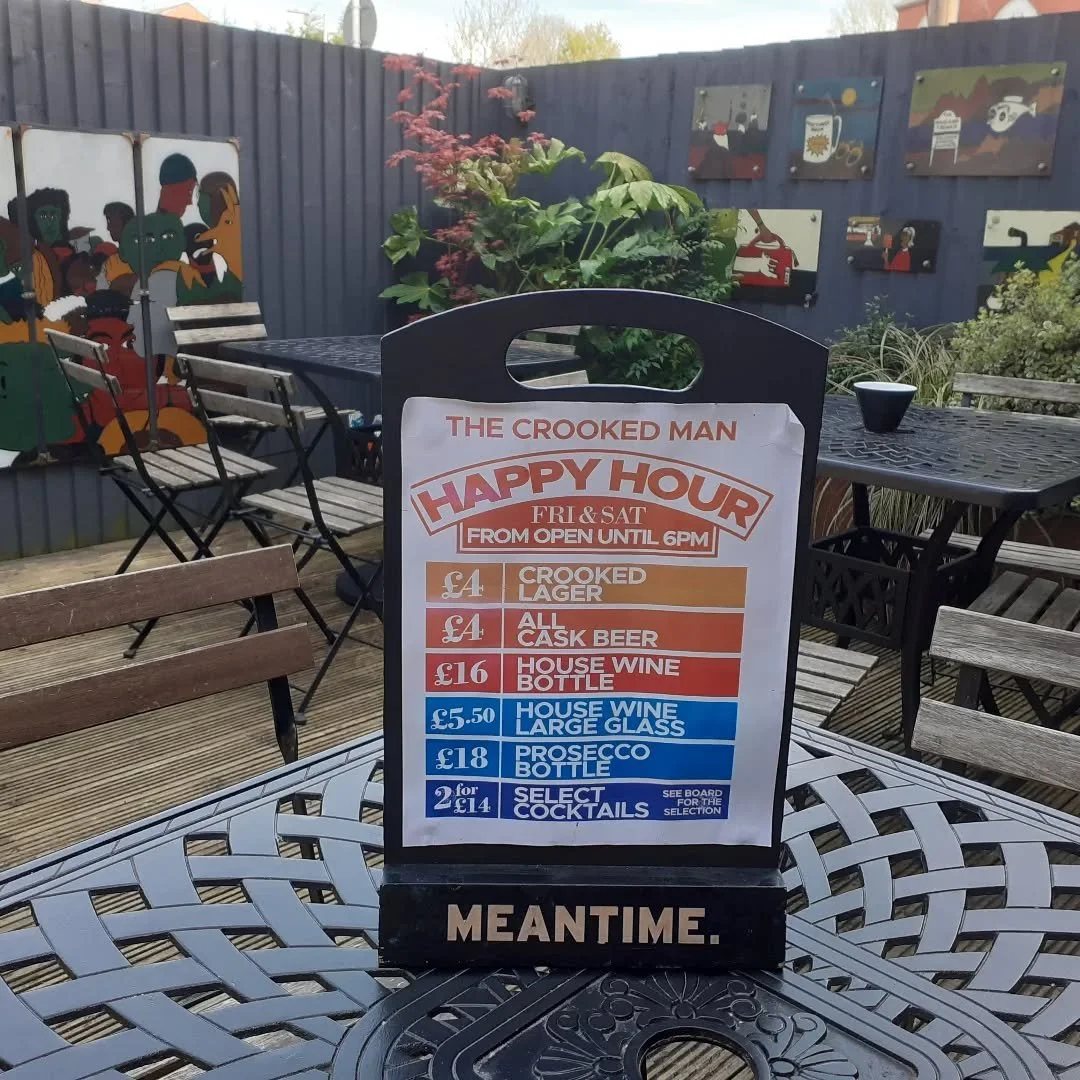 Happy hour in beer garden.