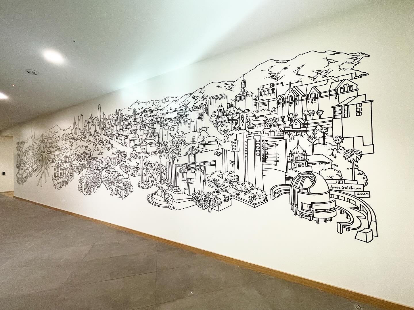 Do you know the way to &ldquo;SeoulFranciscJos&eacute;&rdquo;?
My new mural for a South Korean company&rsquo;s office in the South Bay merging parts of Seoul, SF, and San Jos&eacute; into one megapolis. 42&rsquo;x9&rsquo;