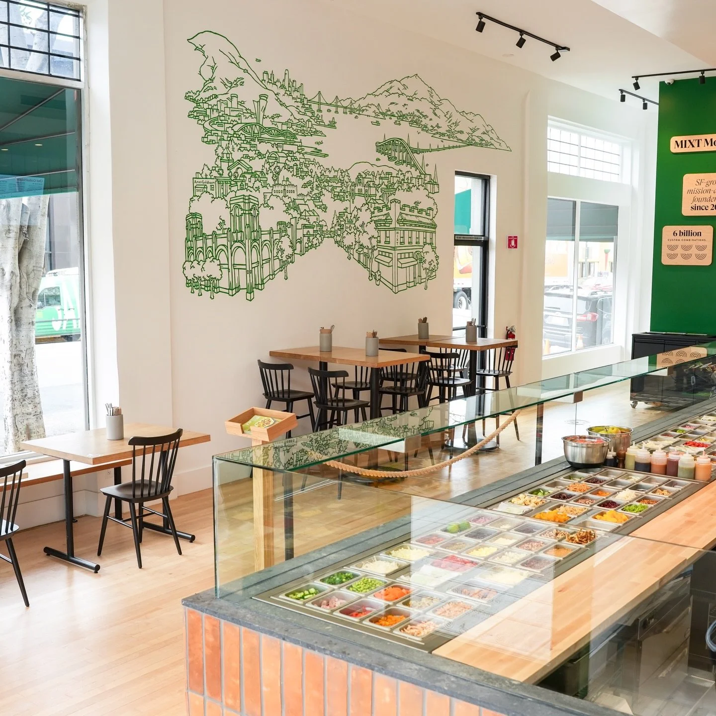 The mural I did for @mixt San Mateo is now open! Check it out if you&rsquo;re on the peninsula!