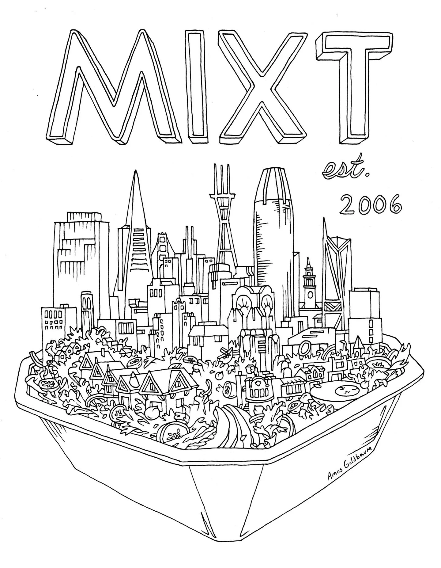 City in a Salad drawing for @mixt 20th anniversary! Sweatshirts available at Mixt locations now!