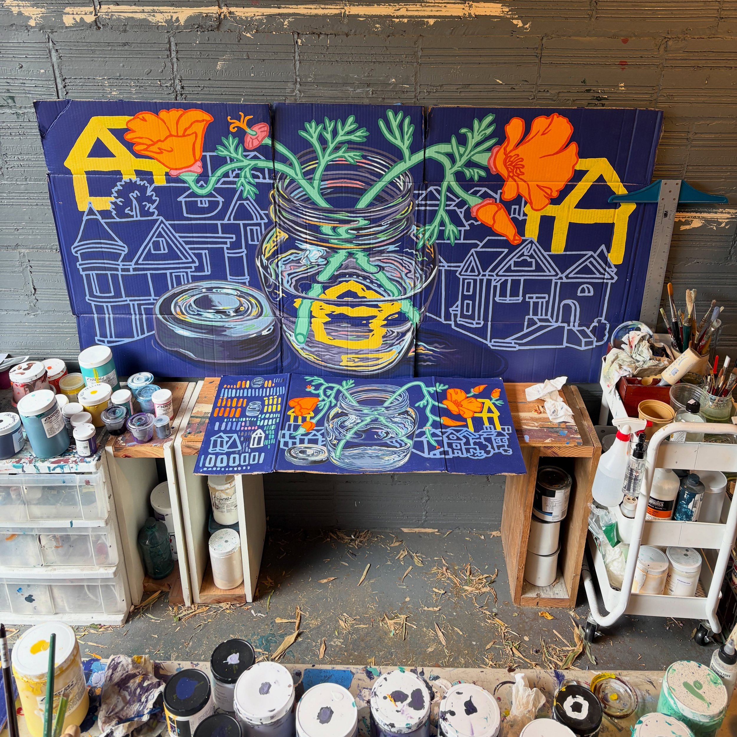 Two small studies for a new mural I&rsquo;m starting this week at @themellowsf on Haight and Masonic!