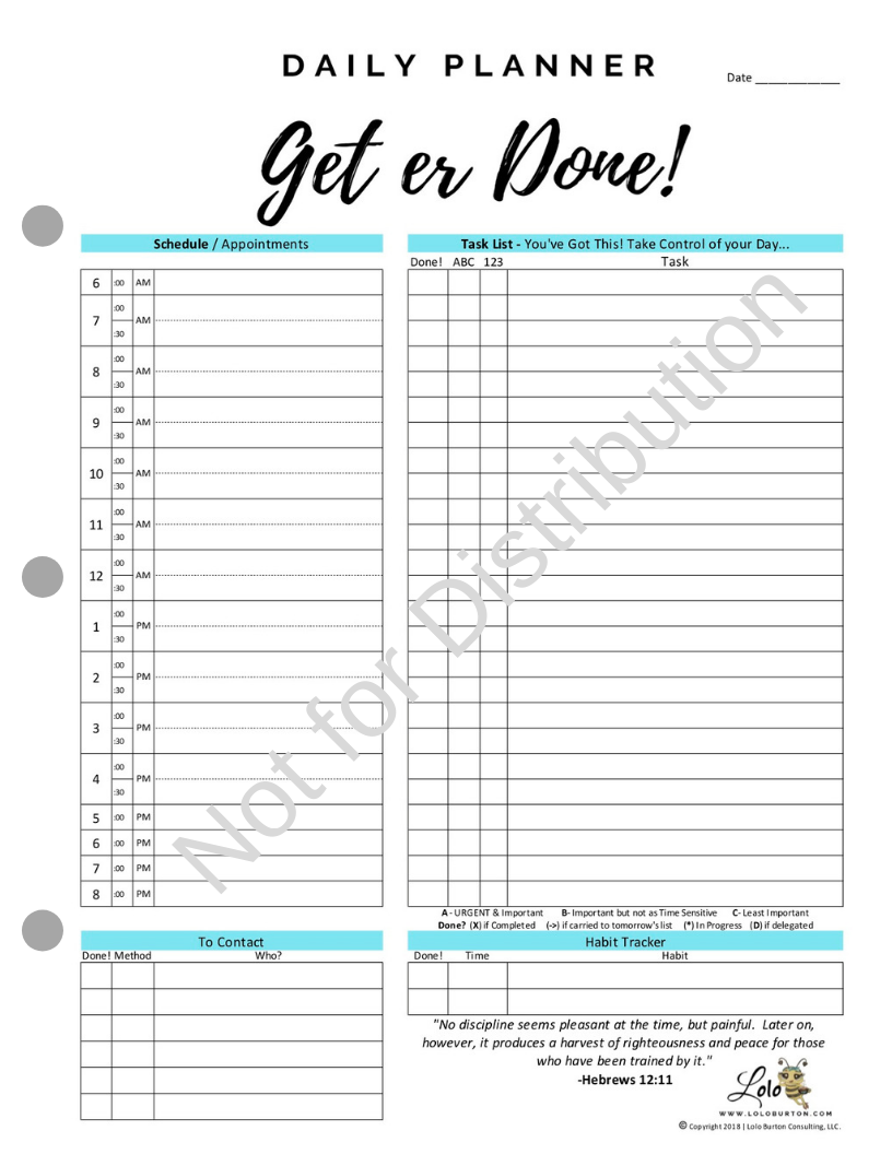 Daily Planner Pad - 8.5 x 11 (90 Day) Tear Off Pad