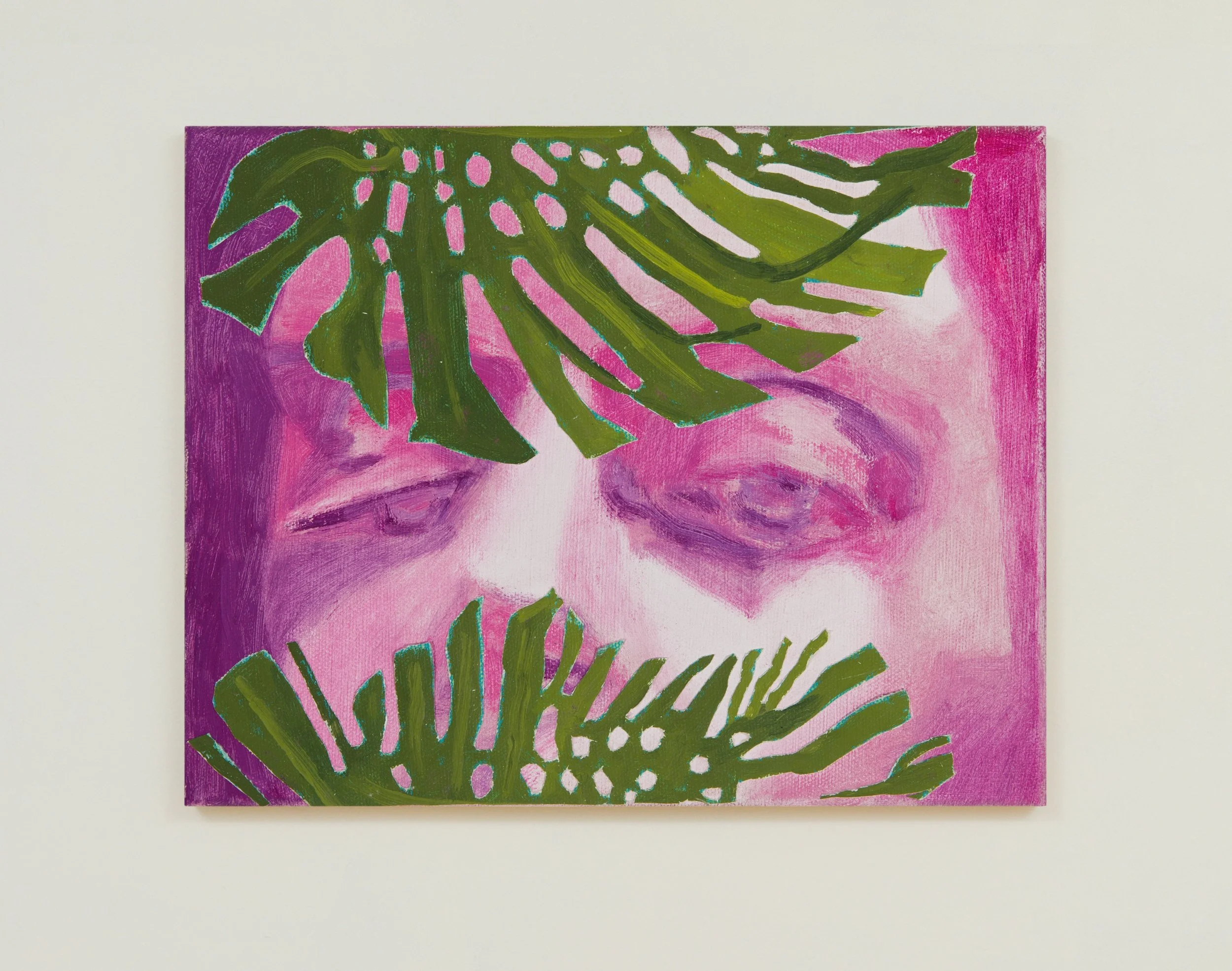   Glow/Show (TC) , 2026  oil and collage on canvas  8 × 10 inches 