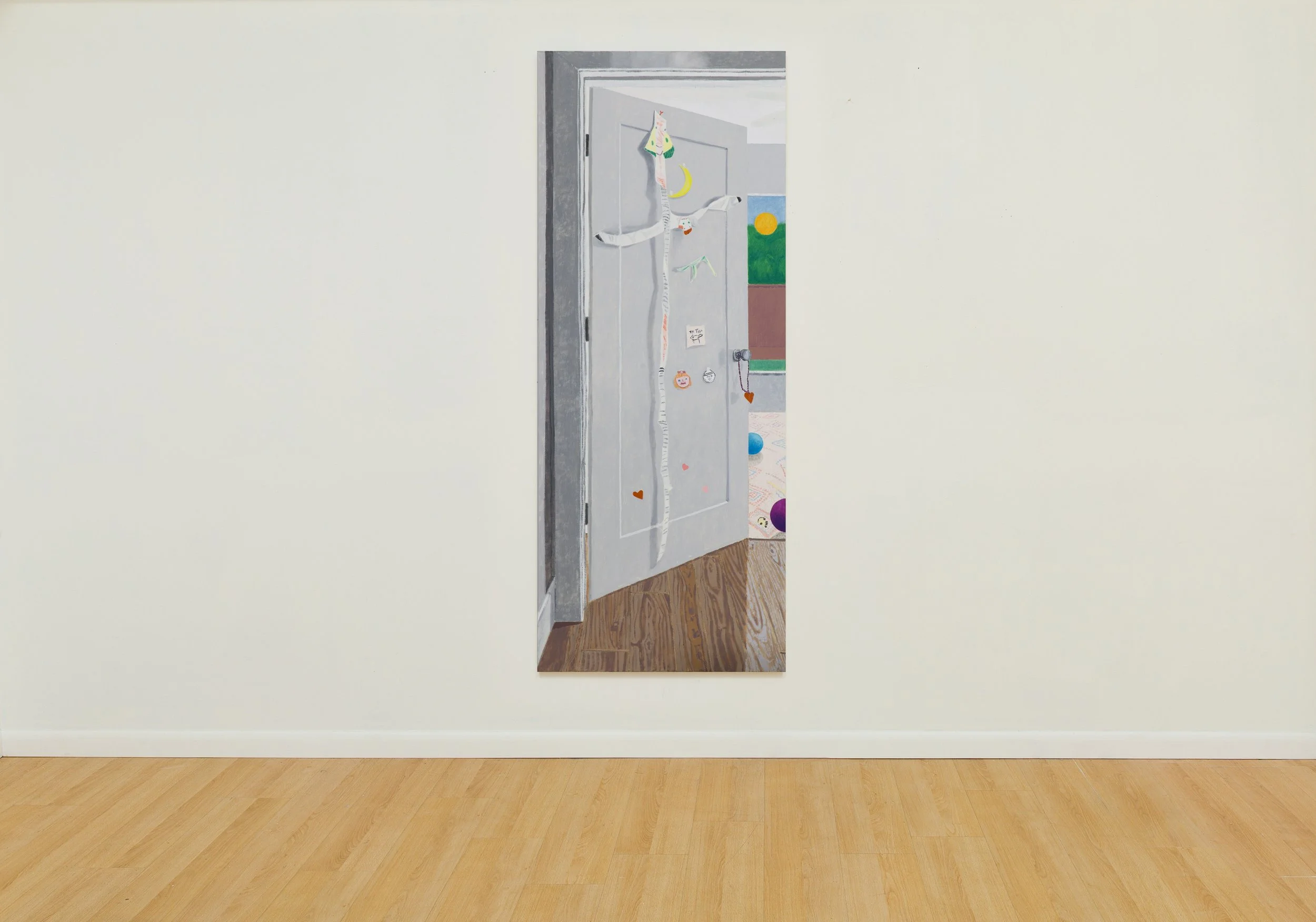   Where We Go (Woodard Window) , 2025 - 2026  oil on canvas  80 × 31 ¾ inches 