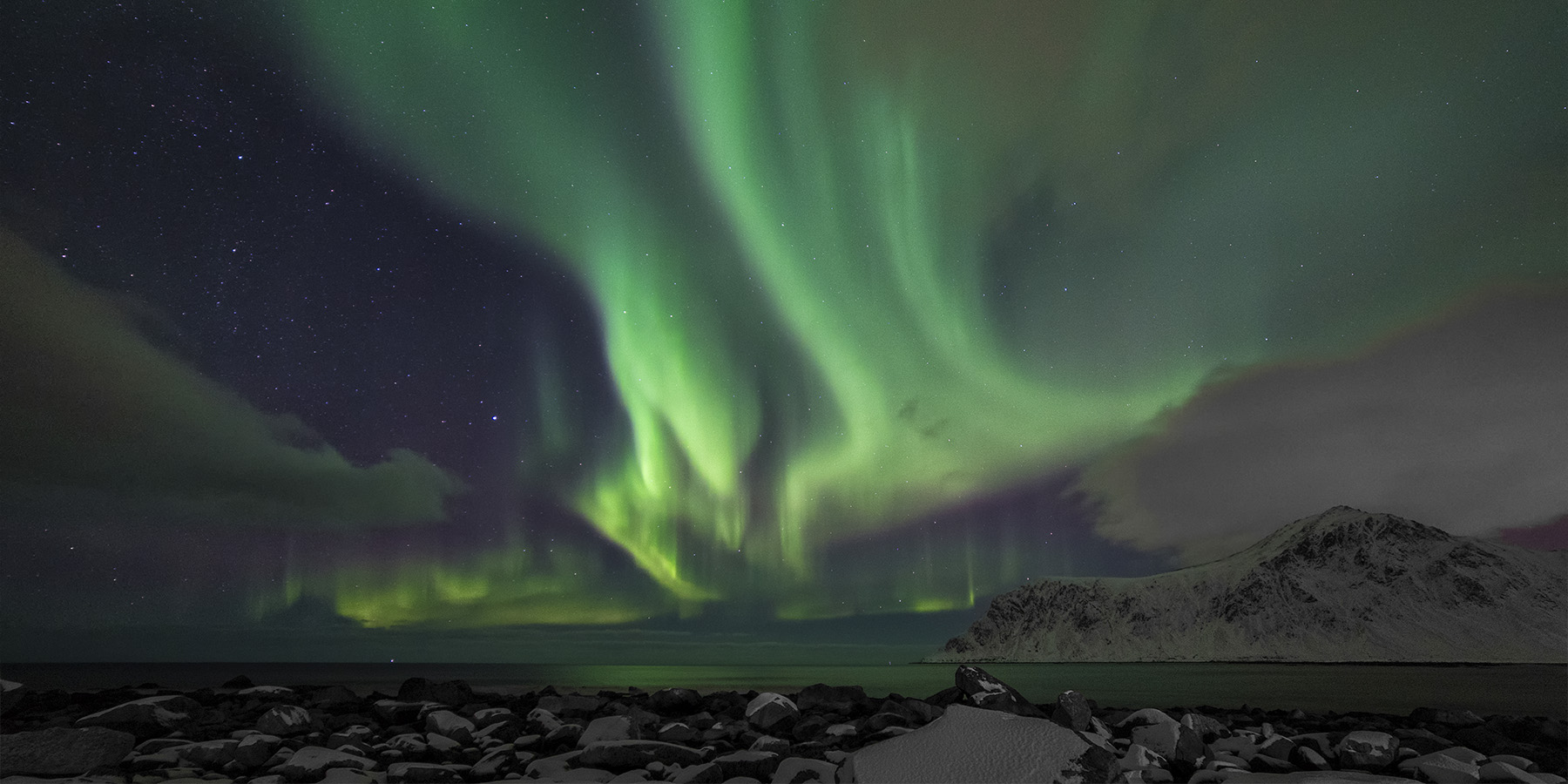Northern Lights over Flakstad - Lofoten Islands, Norway
