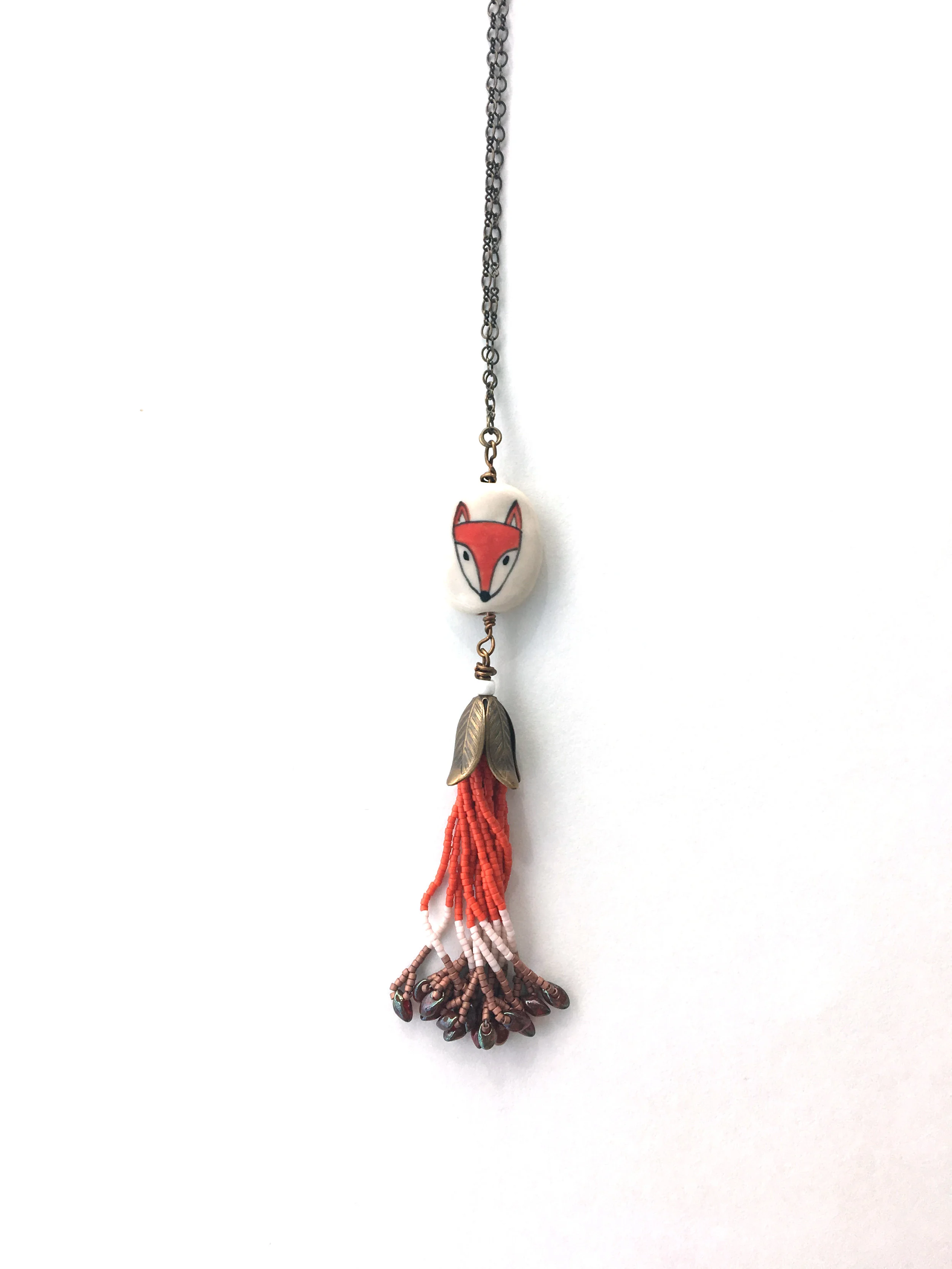 Woodland fox tassel necklace