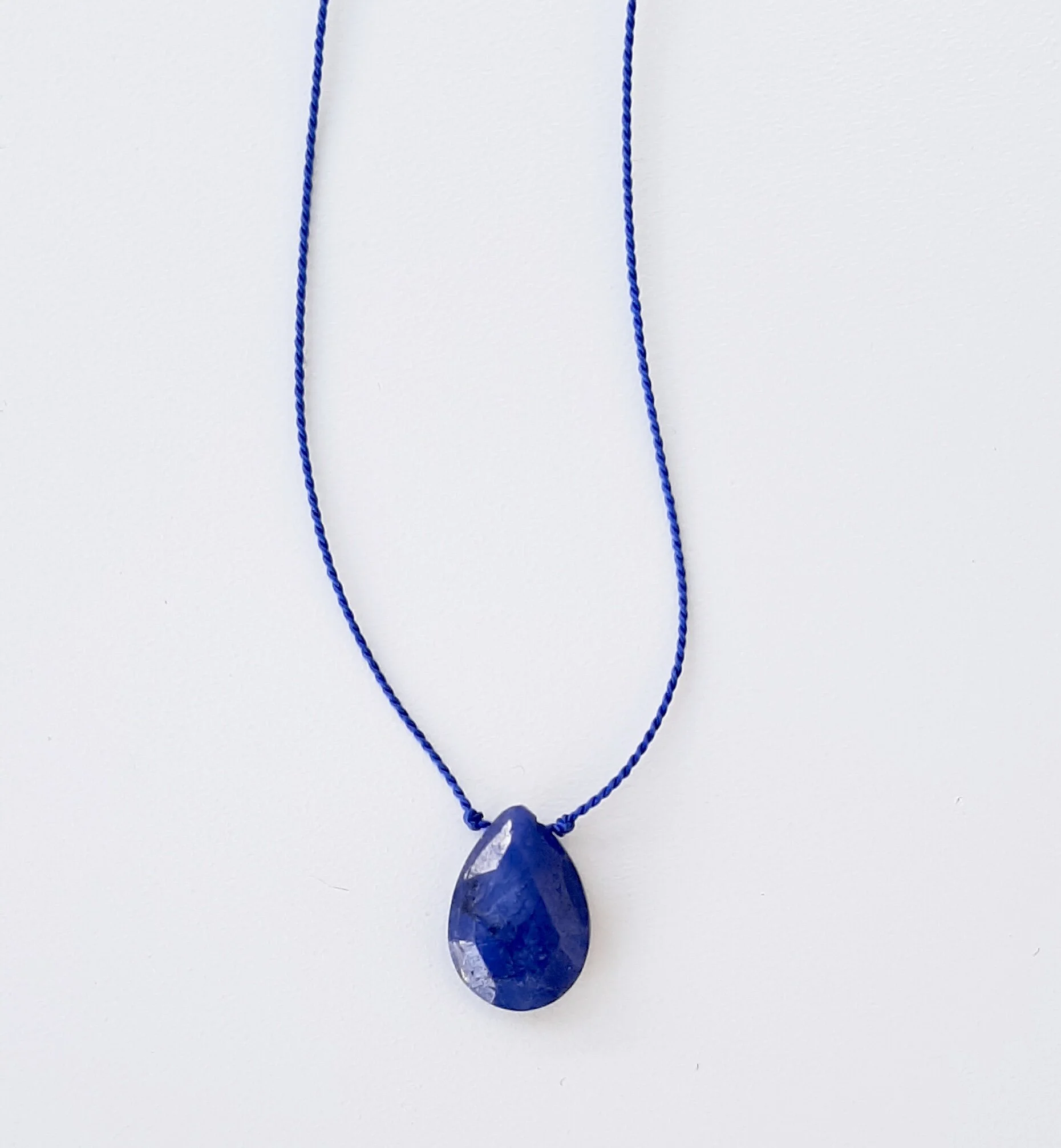 Blue sapphire drop necklace