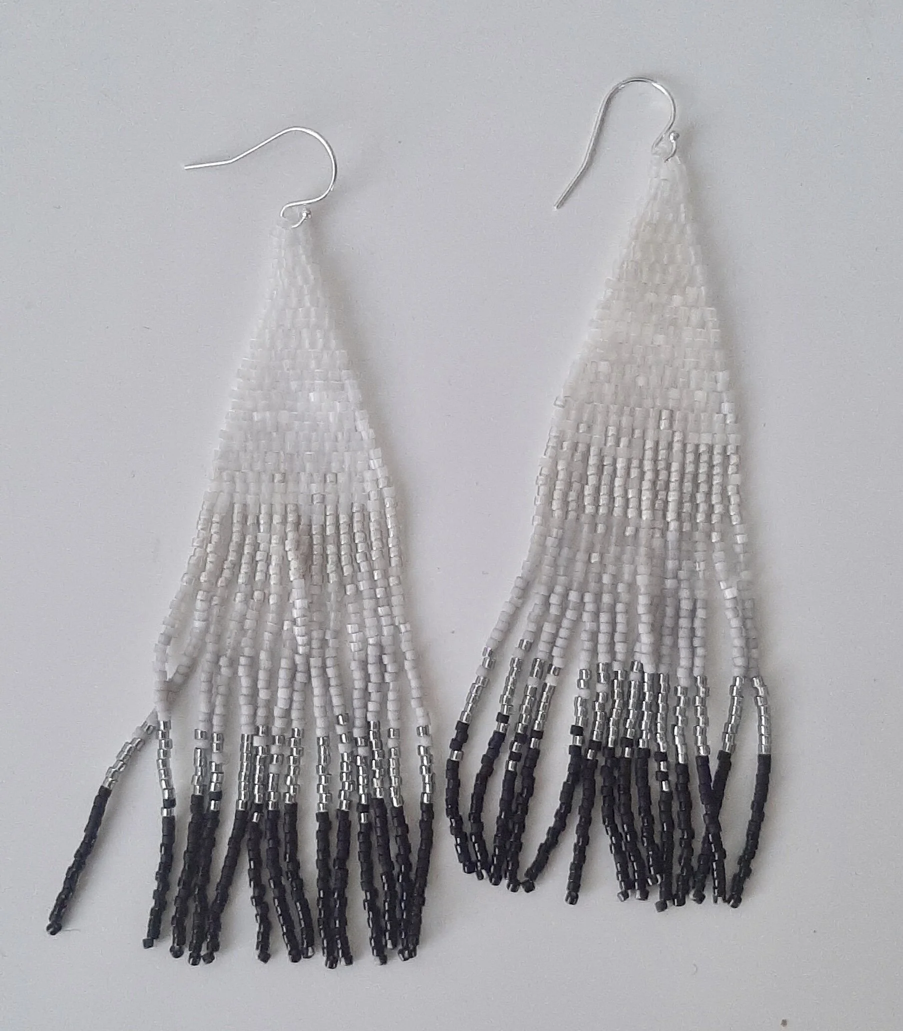 Dendritic opal inspired statement beaded fringe earrings