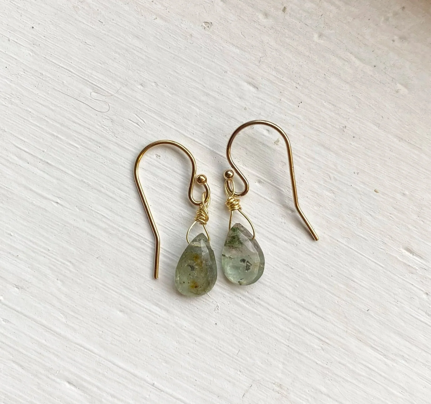 Blue green tourmaline droplet earrings