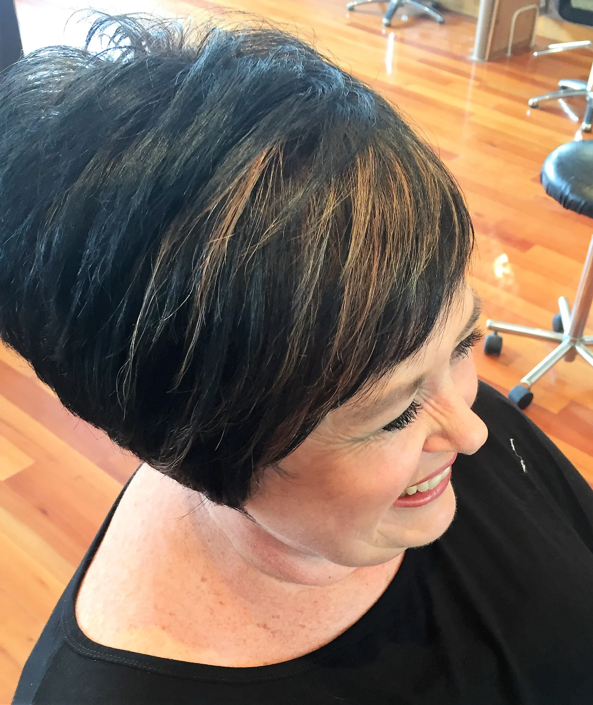 Fresh new look for spring. Creative cutting and deep colour suitable for both work and play. Hair by Natasha.