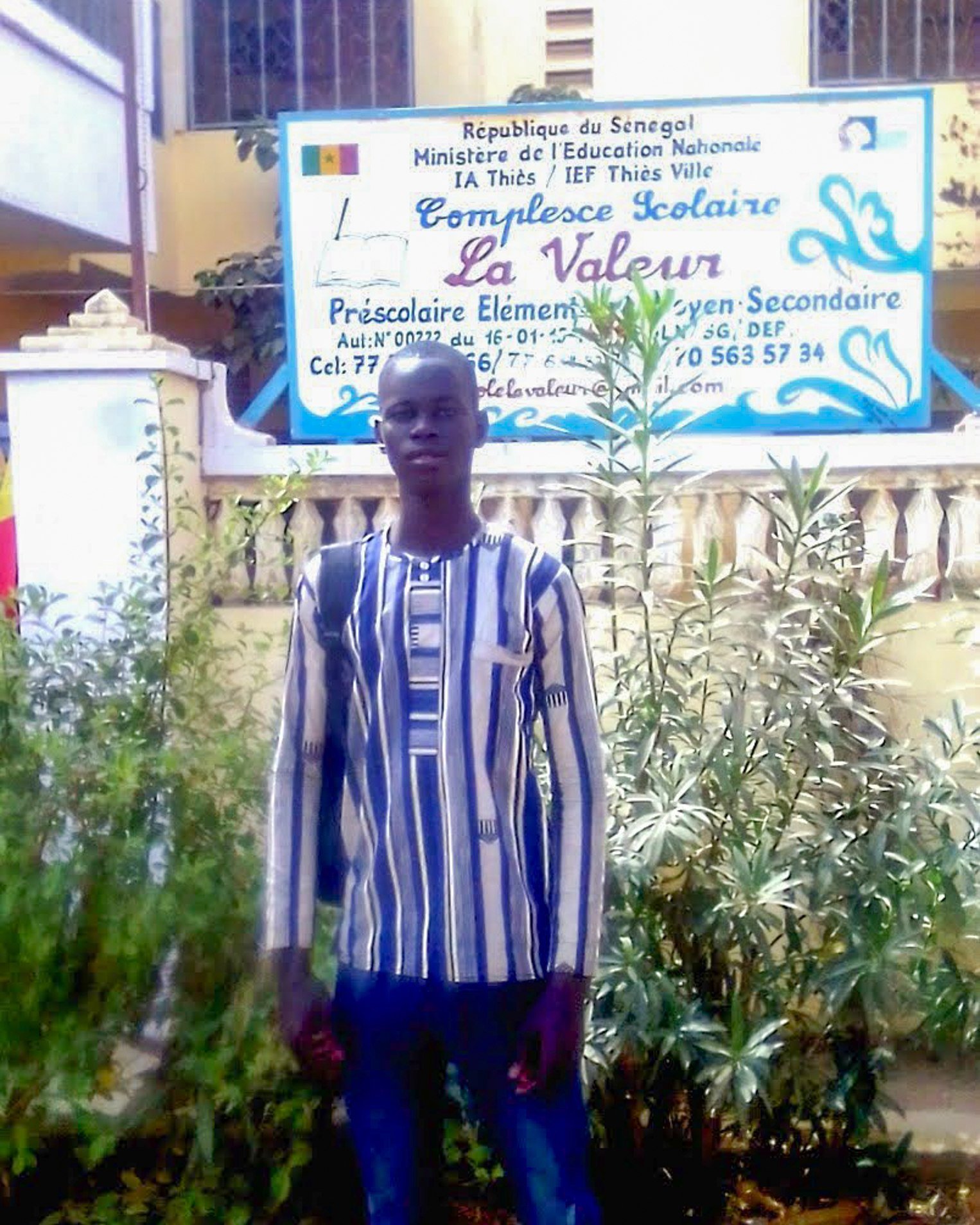 Fran&ccedil;ois Mbaye Diop is currently attending Senegal's Ministry of Education for early education training in Thi&egrave;s. His hope is to eventually bless Ngonine and the Light of the World School with his knowledge and expertise. 

He shares so