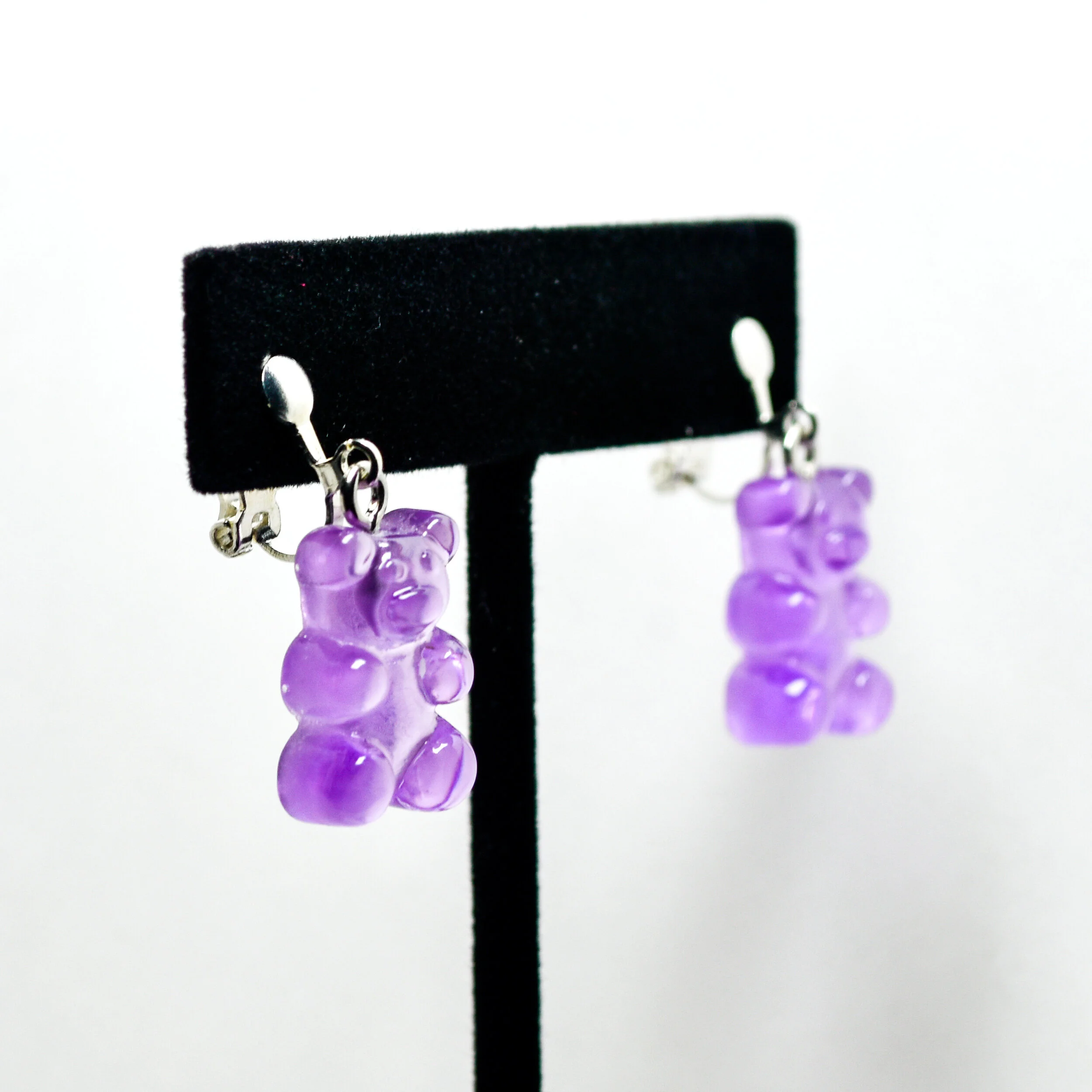 Gummy Bear Silver Clip Earrings