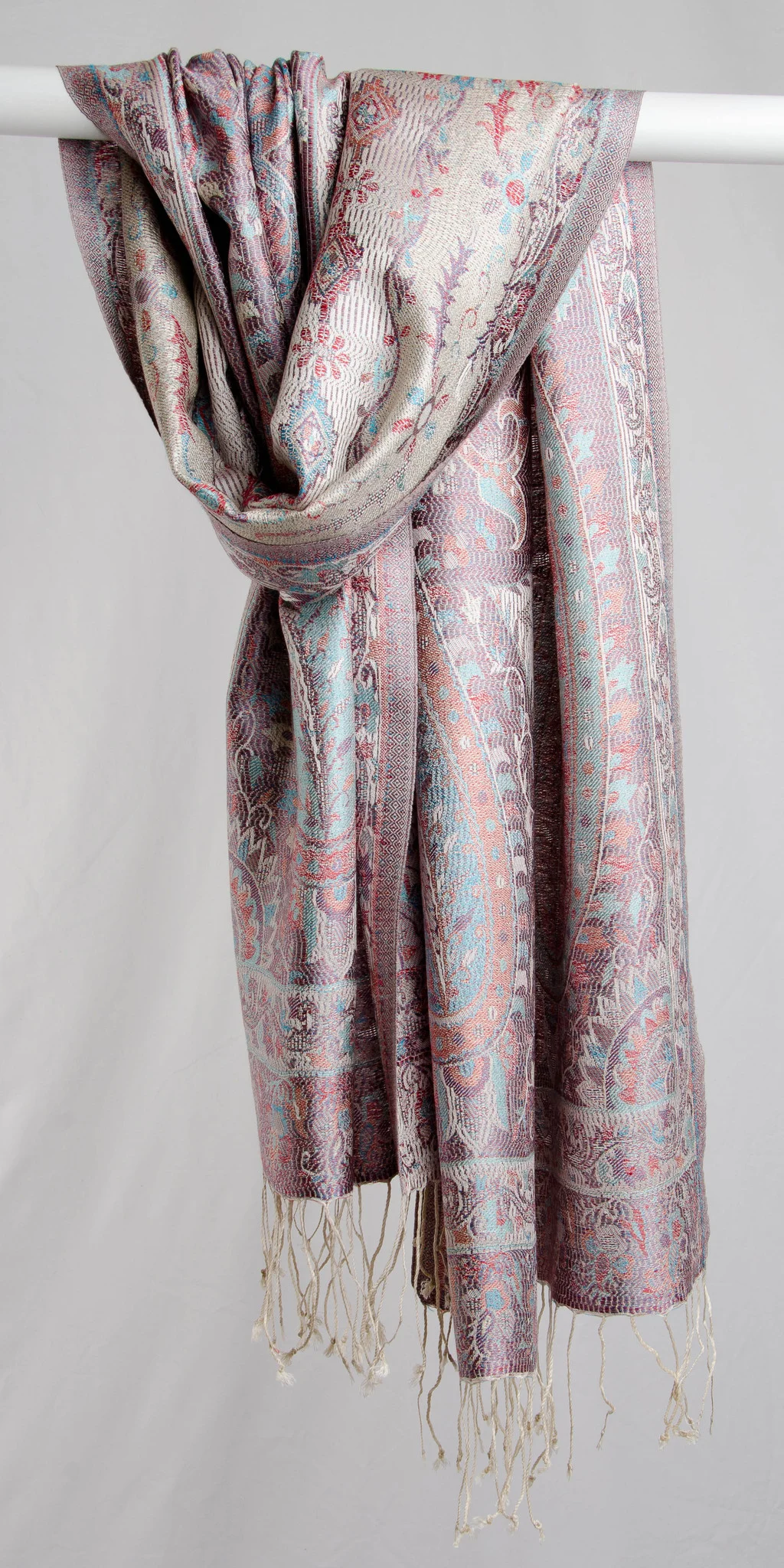 Jamawar 22" - Cream, Red, and Sky Blue