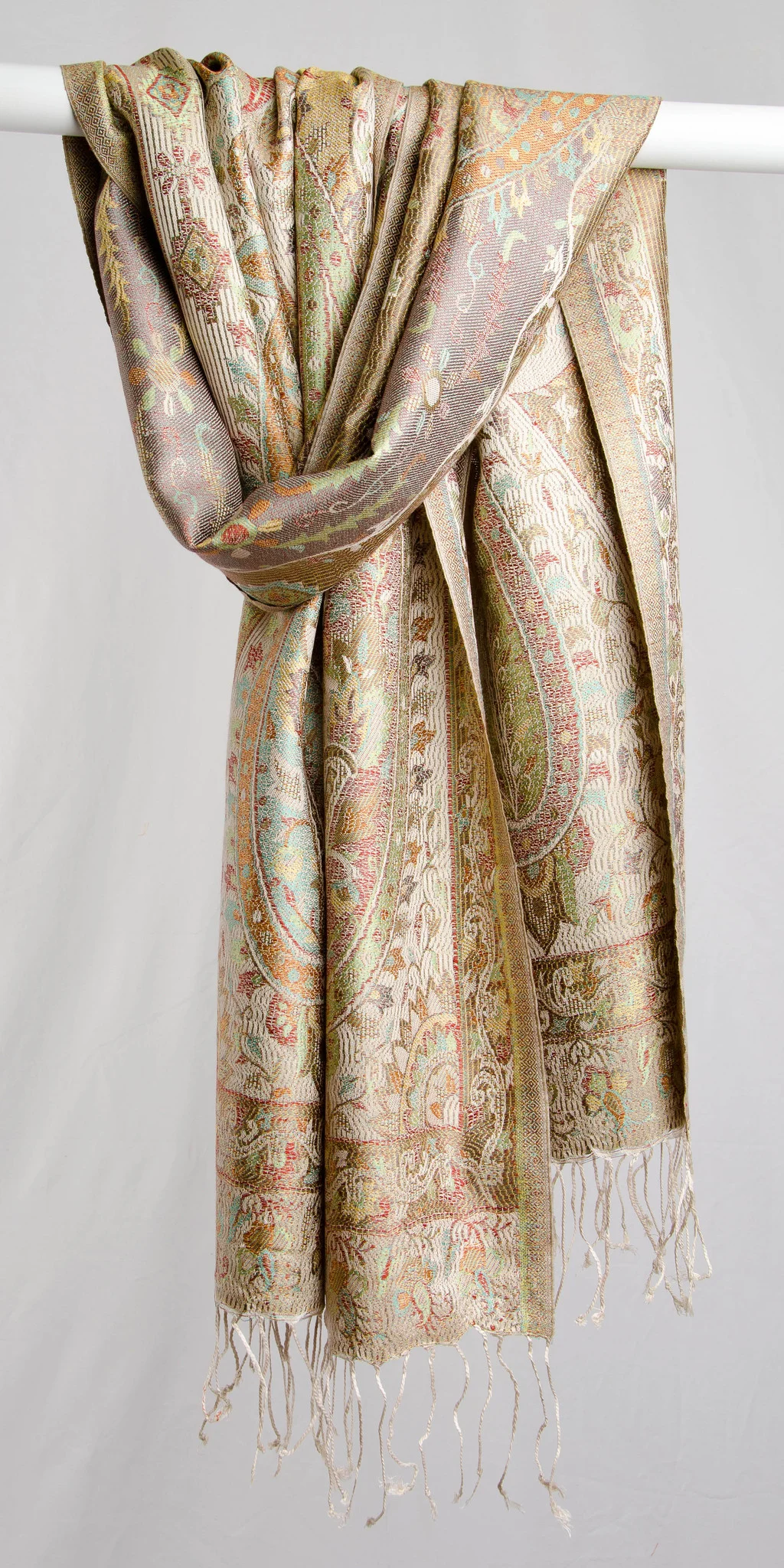 Jamawar 22" - Cream, Lavender, Green, and Gold