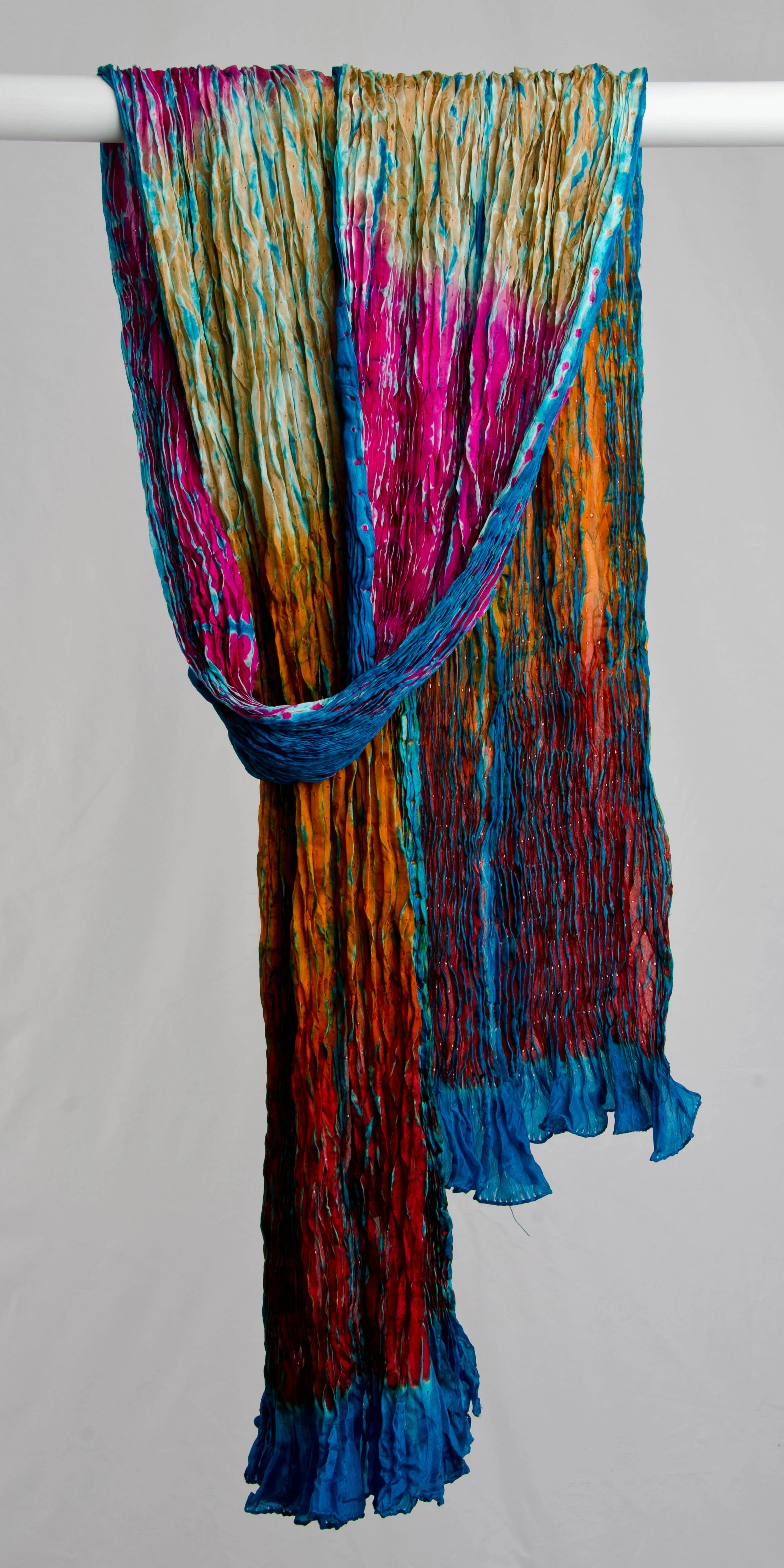 Rashid - Turquoise with Burgundy, Pink, and Orange