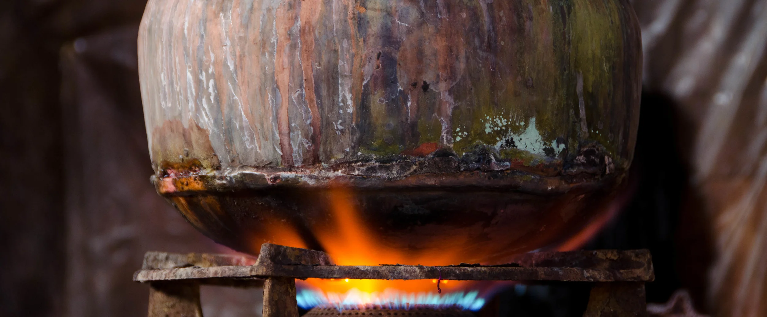 Heating the dye pot.