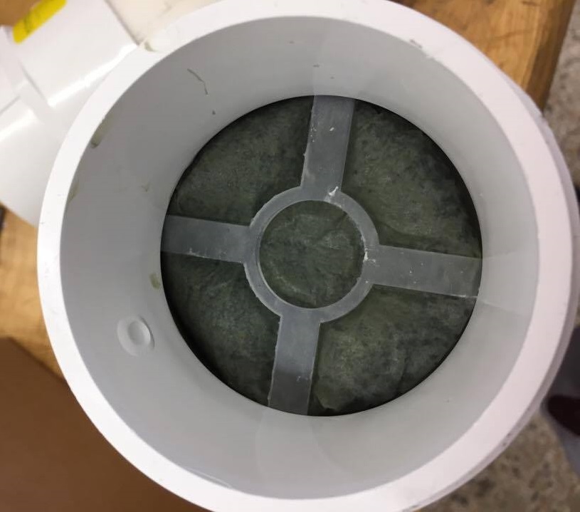 Sand filter cartridge bottom view.