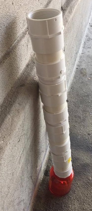 Complete filter undergoing testing.
