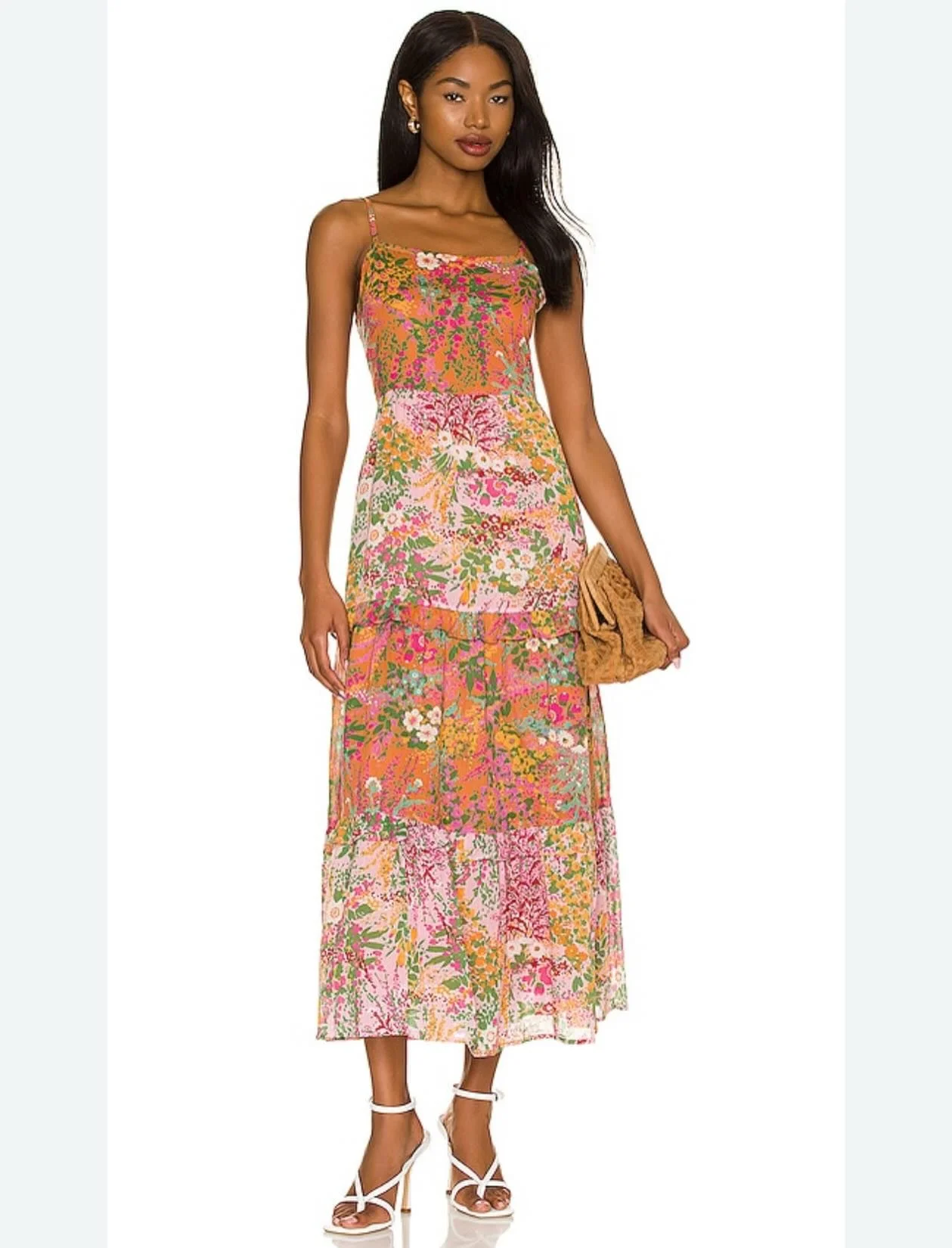 Hazel Dress in Loki&rsquo;s Garden Caramel &amp; Lilac Sachet
BANJANAN. 
Size xs