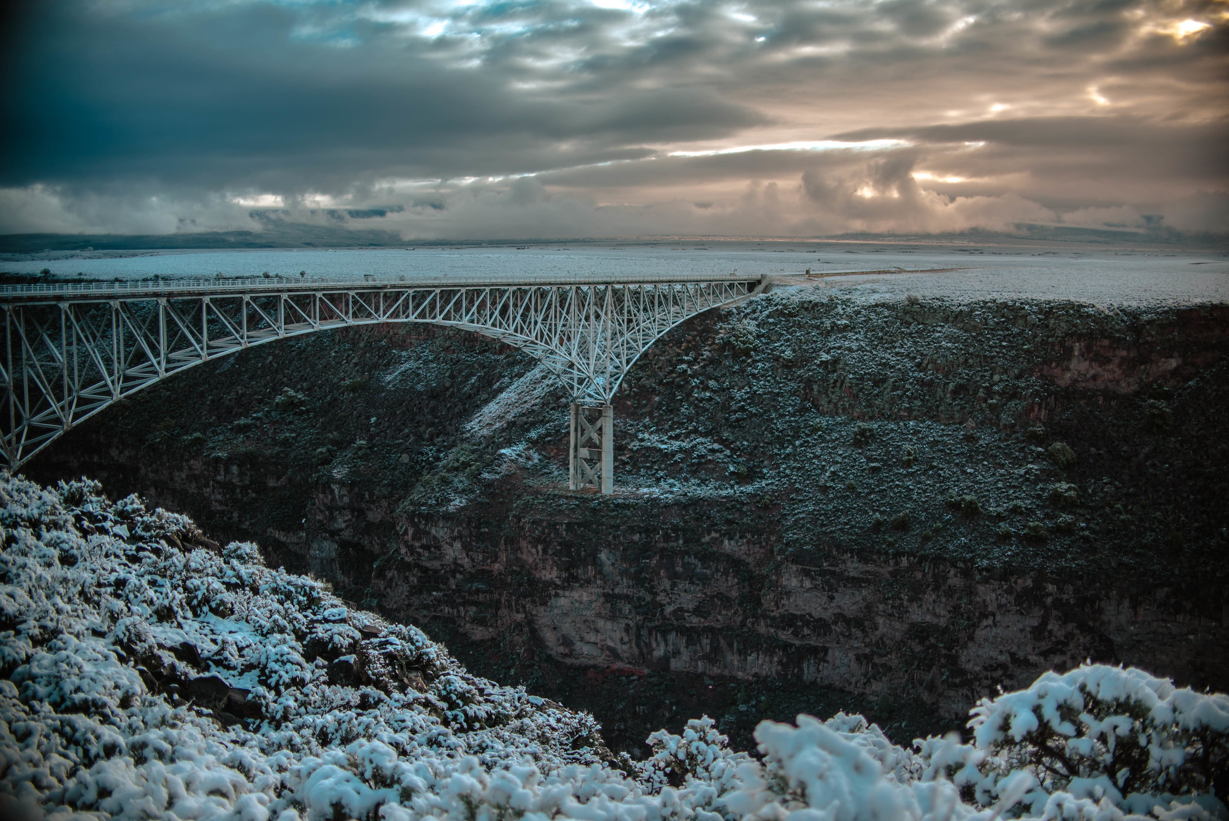 Rio Grande Gorge Bridge, New Mexico - We ended up spending two nights in Taos - mostly because we loved it so much (and had a SWEET room at the La Fonda Inn!) but also because it was snowing everywhere between Taos and Denver and camping wasn't super appealing.