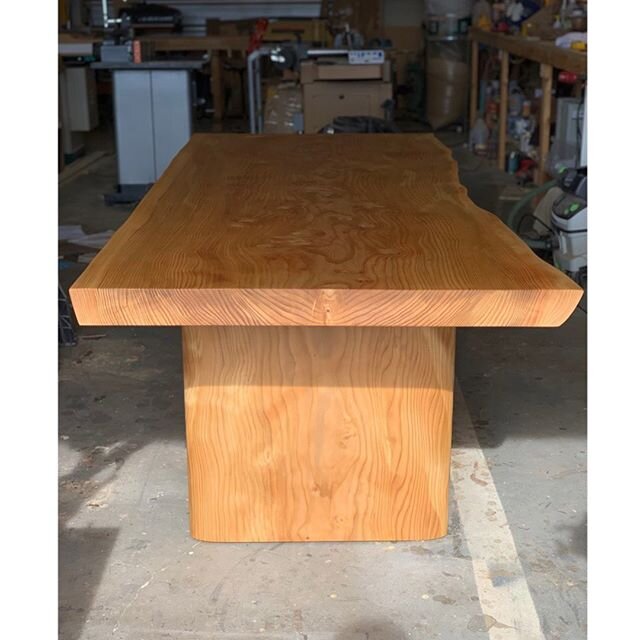 Deodar Cedar slab dining table. This pinched base style is becoming one of my favorites to make.  #slabtable #furnituredesign #furnituremaker