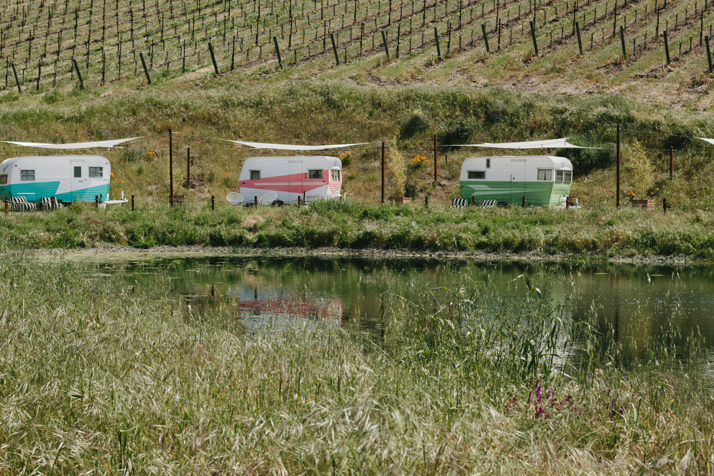 Paso Robles Alta Colina Vineyard Winery Tinker Tin Trailer Pond