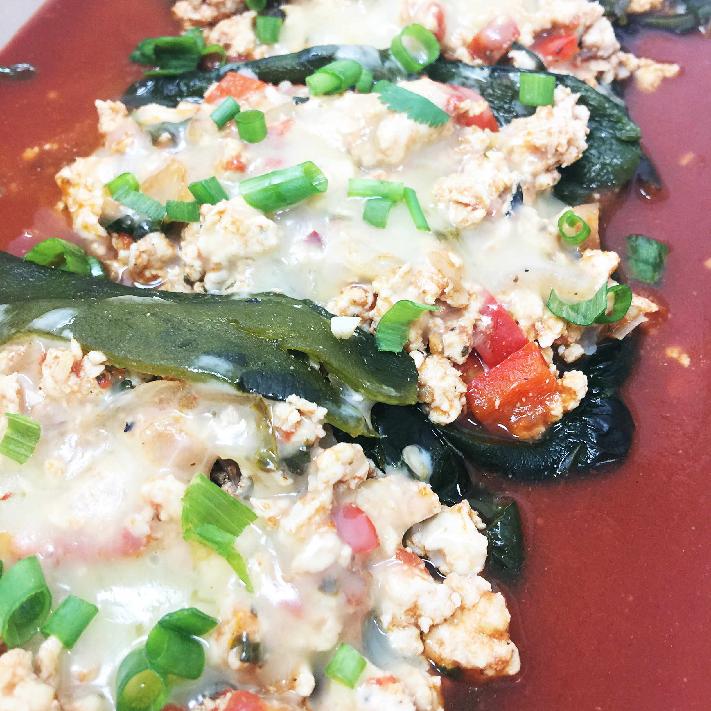 Chicken Stuffed Poblanos Rellenos (Ketogenic, Gluten Free) 