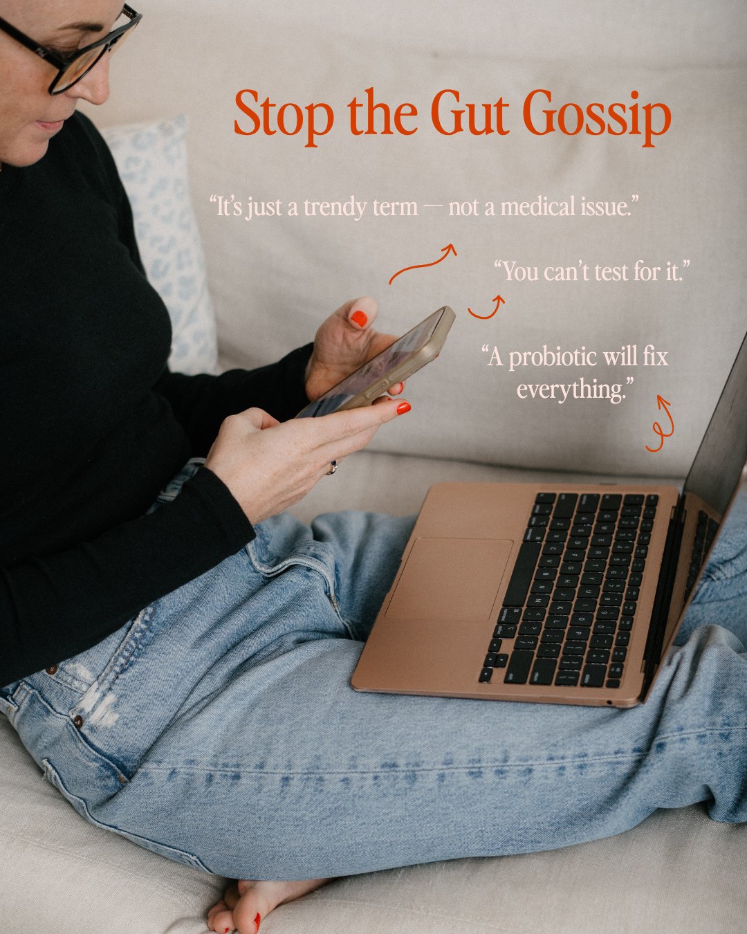 There&rsquo;s a lot of noise out there about leaky gut, bloat, and what your symptoms really mean, but not all of it is true!⁠
⁠
Here&rsquo;s what I want you to know:⁠
✔️ Not every food sensitivity = leaky gut⁠
✔️ You can heal without eliminating eve