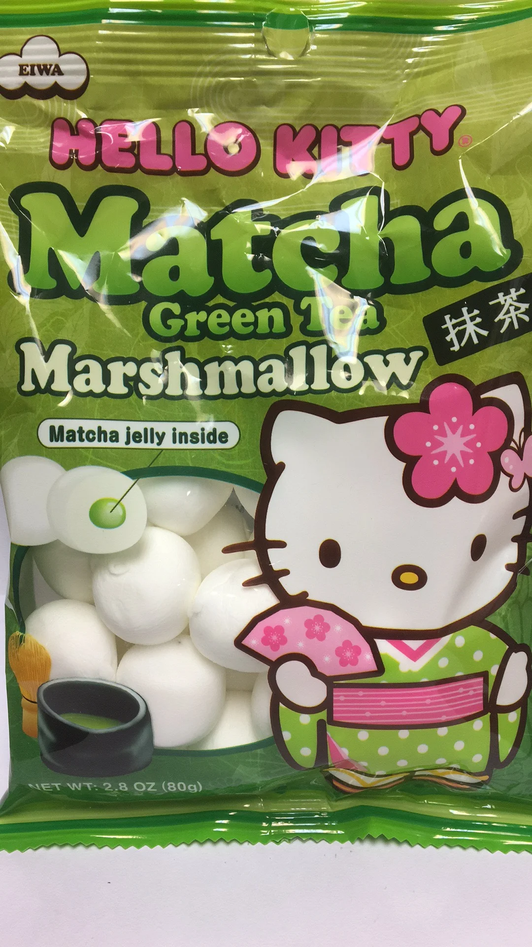 HELLO KITTY MARSHMALLOW(GREEN TEA), 凱蒂貓 夹心棉花糖(绿茶味)