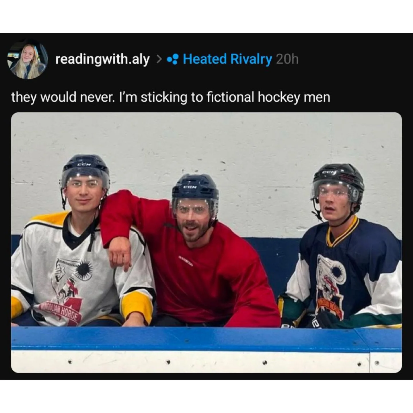 Happy Wednesday, Happy Heated Rivalry Meme Day,✨and✨ Happy #JessAndSamarDay!! 🐫🏒
.
Yes, Heated Rivalry is still bringing us all the feral comfort in this truly dyst&oslash;pian and chaotic world, so I hope y&rsquo;all enjoy our umpteenth week of HR