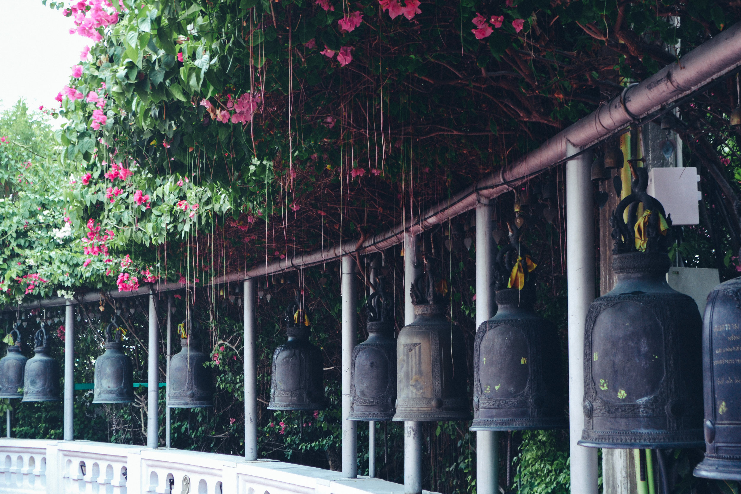 On the way down from The Golden Mount, we stopped to rest in the shade of these giant bells. Wat Saket, Bangkok
