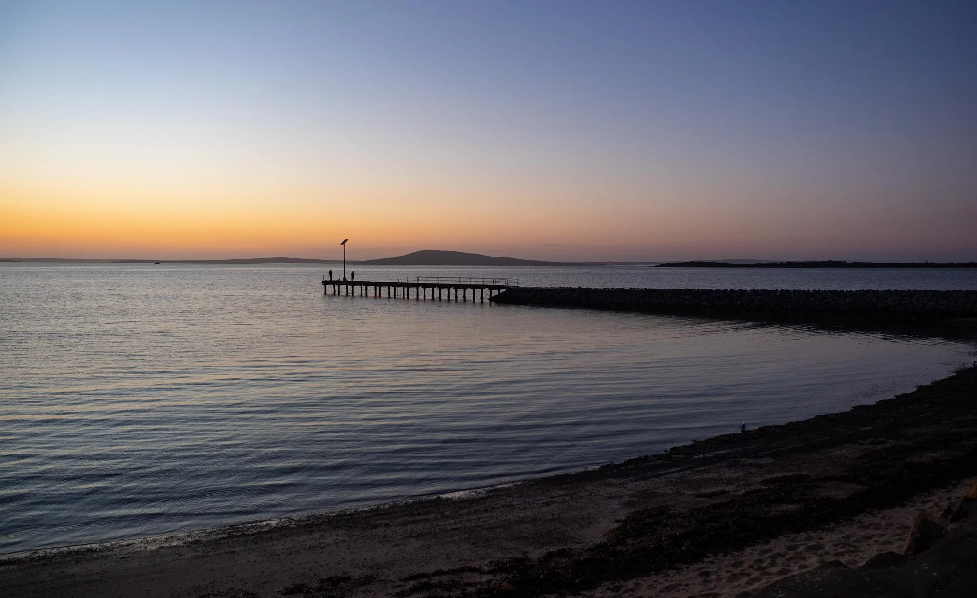Beach in front of our caravan park. That’s the Lincoln National Park in the distance.