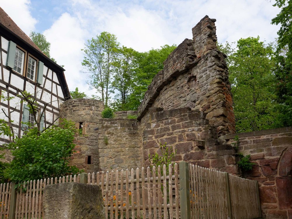 Some of the ruins of the original buildings