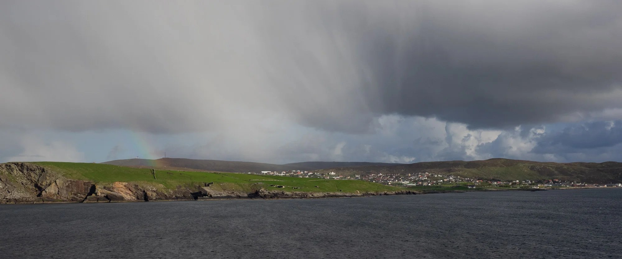 Arriving in Lerwick on the overnight ferry from Aberdeen. 7am, chilly, rain showers, and a spectacular skyscape.